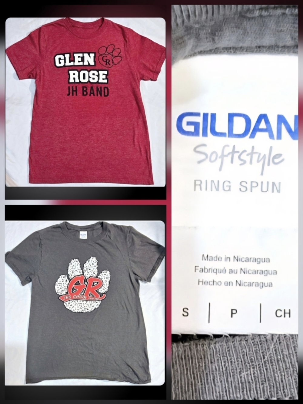 Glen Rose JHS Choir Band Graphic Tee Bundle 2pc Gray Red Shirts Small XS / SMALL